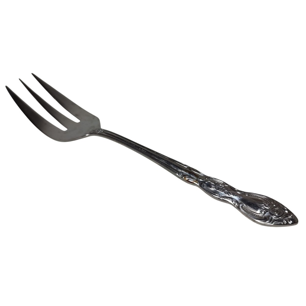 Rogers Stainless Steel Serving Fork Floral Pattern Made In Korea‎ Eight Inches
